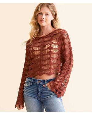 Willow & Root Open Stitch Top - Red