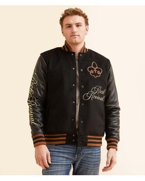 Rock Revival Fleur Varsity Jacket - Black