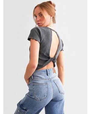 FITZ + EDDI Twisted Open Back Cropped Top - Blue