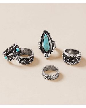 Sterling & Stitch 5 Pack Western Ring Set - Natural
