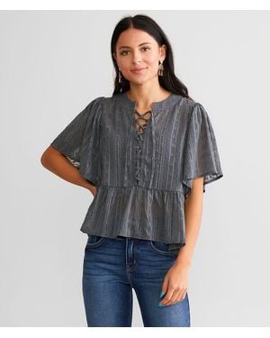 Daytrip Metallic Chiffon Top - Gray