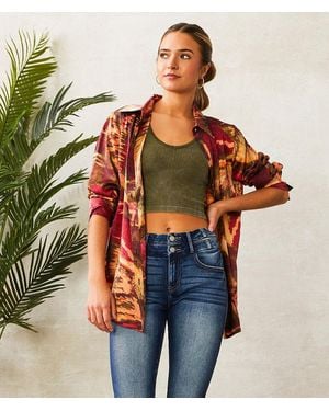 Acoa Abstract Woven Blouse - Red