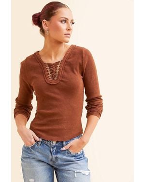 Gilded Intent Lace-Up Top - Orange