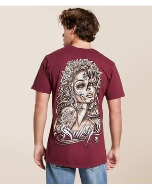 Sullen Santa Muerte T-Shirt - Red
