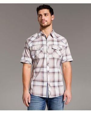 BKE Plaid Athletic Stretch Shirt - Gray