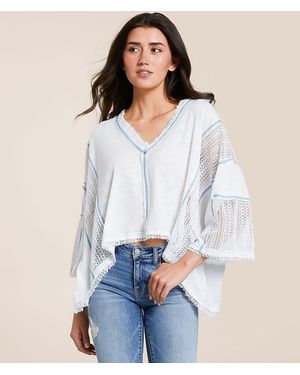 Pol Contrast Stitch Boxy Top - White