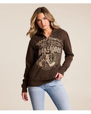 Affliction Rock & Rodeo Rhinestone Lace-Up Hoodie - Brown