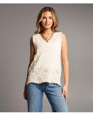 BKE Floral Crochet Tank Top - Natural