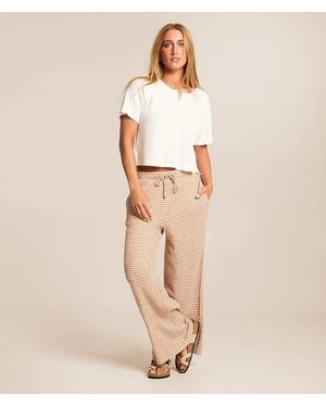 Billabong Gingham Wanderer Wide Leg Pant - Natural