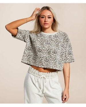 Gilded Intent Cheetah Cropped T-Shirt - Gray