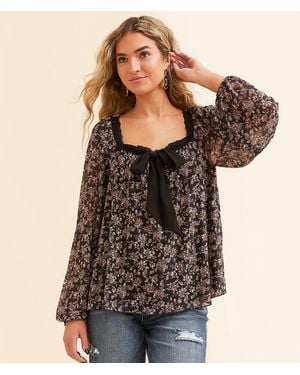 Daytrip Floral Mesh Top - Black