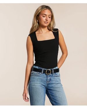 The Workshop Ruched Square Neck Tank Top - Blue