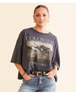 Modish Rebel Colorado Take A Hike Cropped T-Shirt - Gray