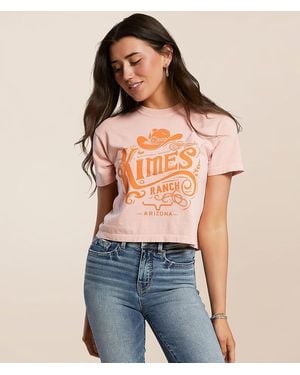 Kimes Ranch Invitation Cropped T-Shirt - Blue