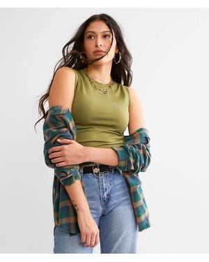 BKE The High Neck Contour Tank Top - Green
