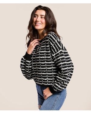Willow & Root Lurex Striped Sweater - Black