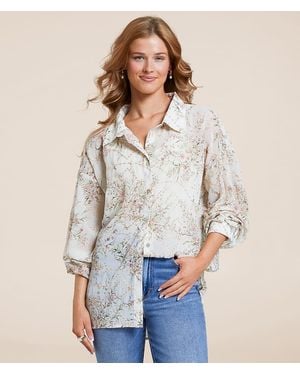 Daytrip Floral Embroidered Chiffon Blouse - White