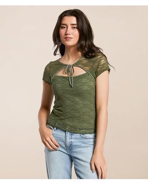 Willow & Root Keyhole Lace Top - Green