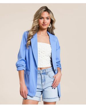 Lush Single Button Blazer - Blue
