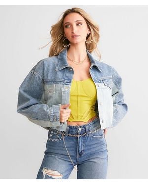 Saints & Hearts Two-Toned Denim Cropped Jacket - Blue