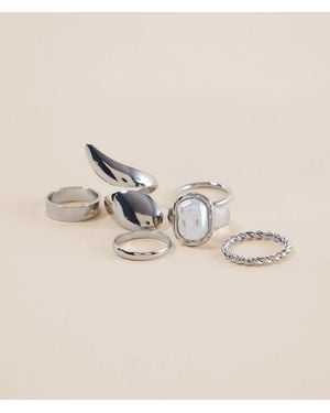 BKE 6 Pack Statement Ring Set - Natural