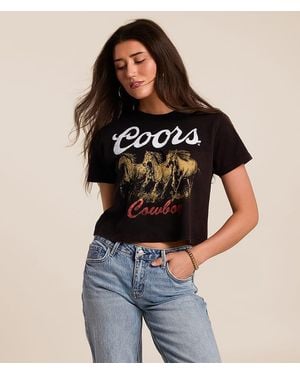 Changes Coors Horses Cowboy Cropped T-Shirt - Black