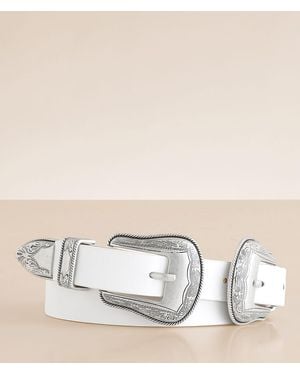 BKE Double Buckle Western Belt - White