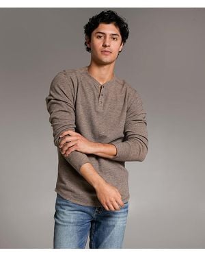 BKE Marled Snap Henley - Gray