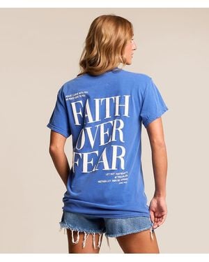 Modish Rebel Faith Over Fear T-Shirt - Blue