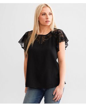 Daytrip Pieced Lace Top - Black