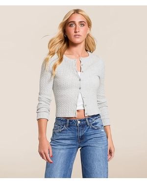 FITZ + EDDI Cable Knit Cardigan Sweater - White