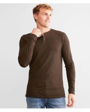 BKE Slub Knit Henley - Brown