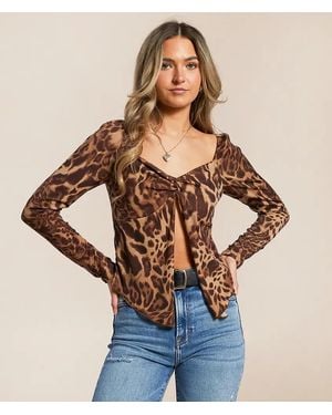 Willow & Root Cheetah Split Front Top - Blue