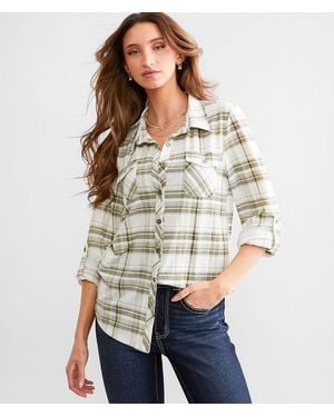 Modish Rebel Plaid Knit Shirt - White