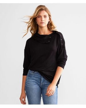 BKE Cowl Neck Top - Black