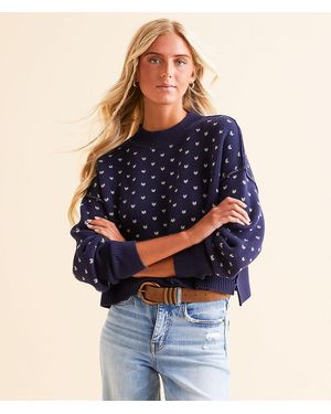 Free People Pattern Easy Street Cropped Sweater - Blue