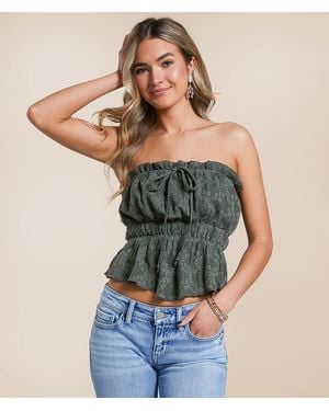 Willow & Root Floral Jacquard Tube Top - Green