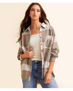 BKE Boyfriend Plaid Shirt - Natural