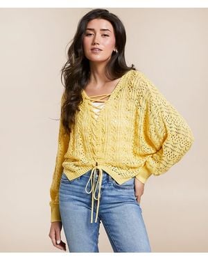 Willow & Root 2-Way Pointelle Cropped Sweater - Yellow
