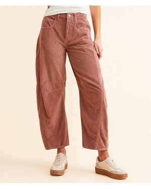 Free People Good Luck Mid-Rise Corduroy Barrel Pant - Red