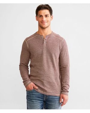 BKE Plated Jersey Henley - Brown
