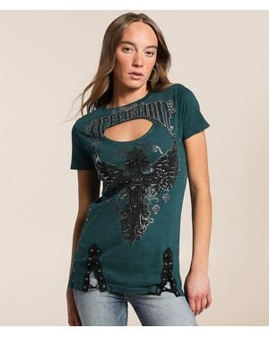 Affliction Prophecy Lace-Up T-Shirt - Blue
