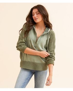 BKE Quarter Zip Hooded Sweatshirt - Green