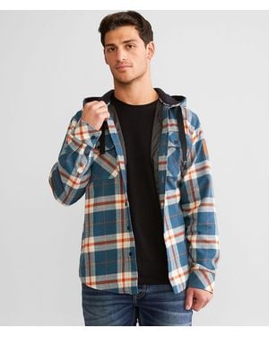 Howitzer Collar Brave Land Hooded Flannel Shacket - Blue