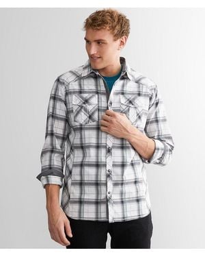 BKE Plaid Athletic Stretch Shirt - Gray