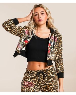 Ed Hardy Y2K Sacred Heart Cropped Hoodie - Black