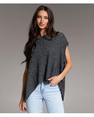 BKE Marled Sharktooth Hem Top - Gray