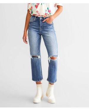 Flying Monkey High Rise Cropped Straight Stretch Jean - Blue