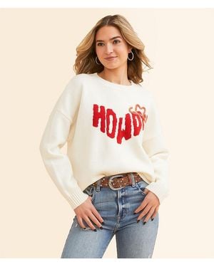 Pretty Garbage Howdy Sweater - White