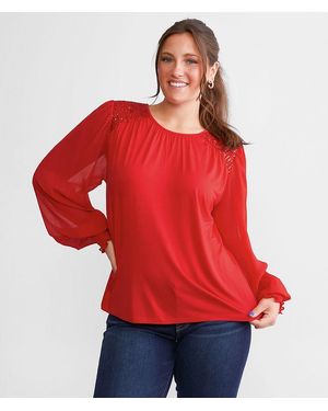 Daytrip Sequin Yoke Top - Red